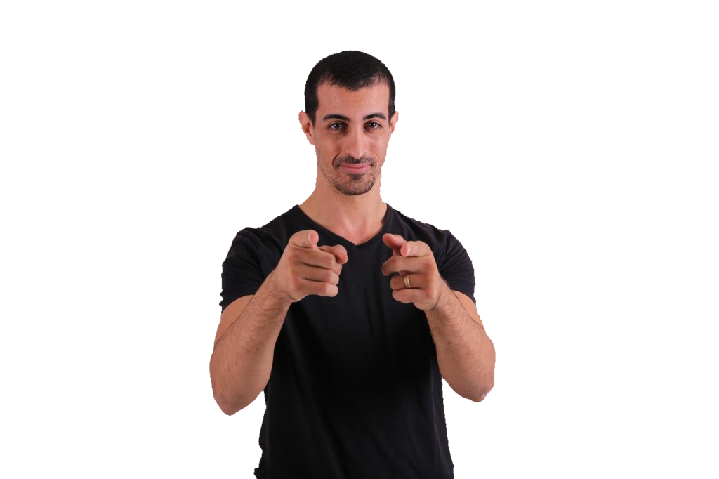 Man pointing forward